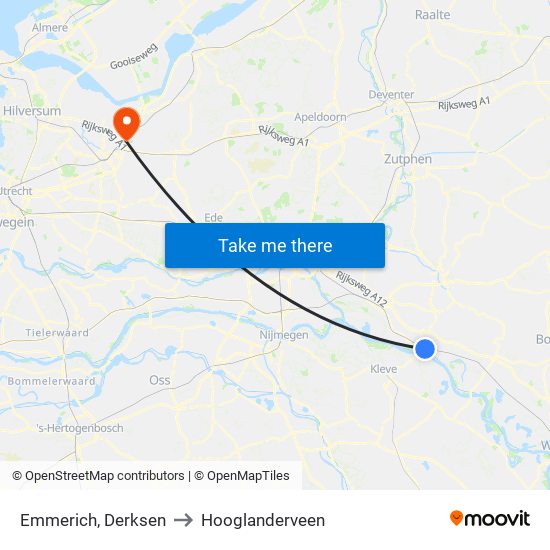 Emmerich, Derksen to Hooglanderveen map