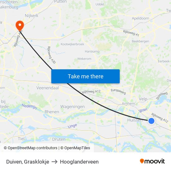 Duiven, Grasklokje to Hooglanderveen map