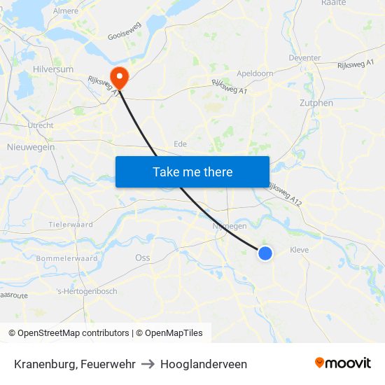 Kranenburg, Feuerwehr to Hooglanderveen map