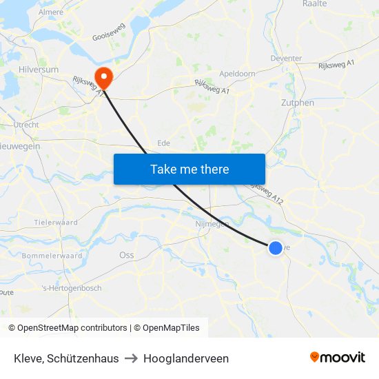 Kleve, Schützenhaus to Hooglanderveen map