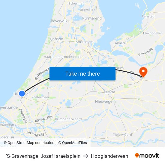 'S-Gravenhage, Jozef Israëlsplein to Hooglanderveen map