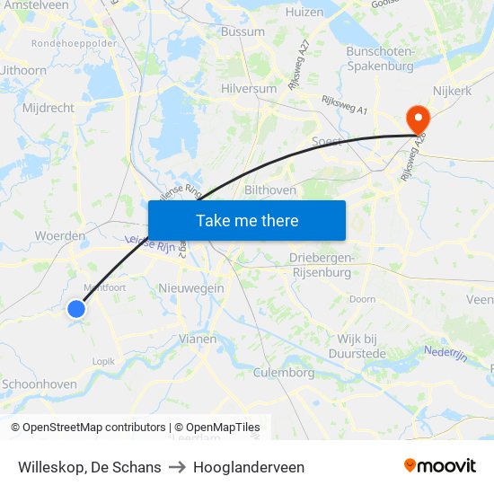 Willeskop, De Schans to Hooglanderveen map