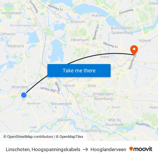 Linschoten, Hoogspanningskabels to Hooglanderveen map
