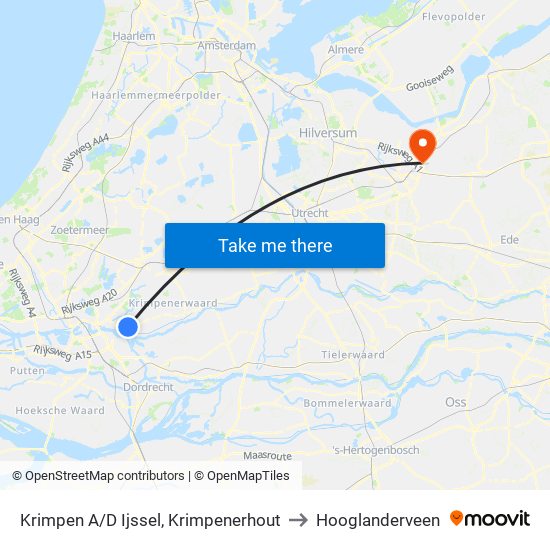 Krimpen A/D Ijssel, Krimpenerhout to Hooglanderveen map