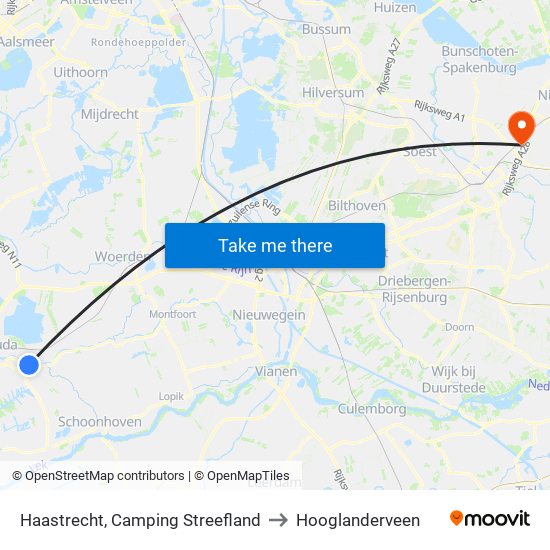 Haastrecht, Camping Streefland to Hooglanderveen map