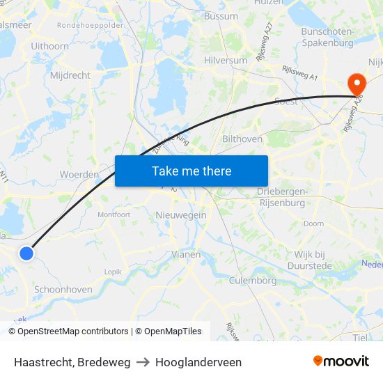 Haastrecht, Bredeweg to Hooglanderveen map