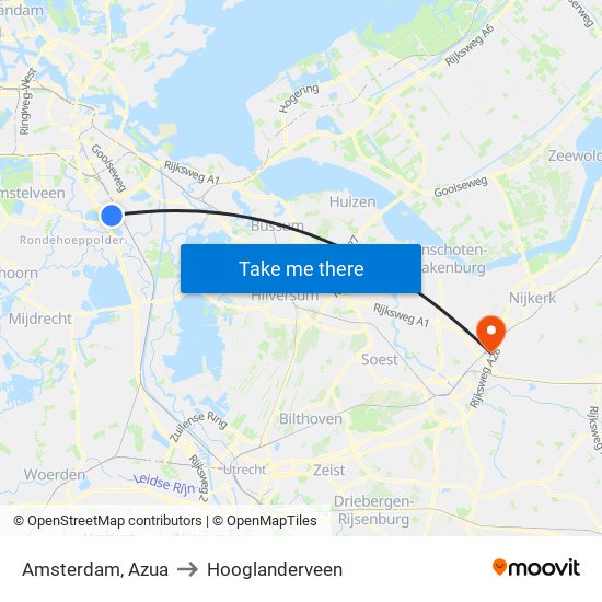 Amsterdam, Azua to Hooglanderveen map