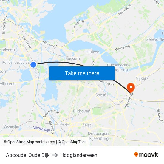 Abcoude, Oude Dijk to Hooglanderveen map