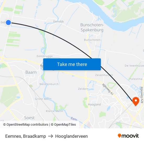 Eemnes, Braadkamp to Hooglanderveen map