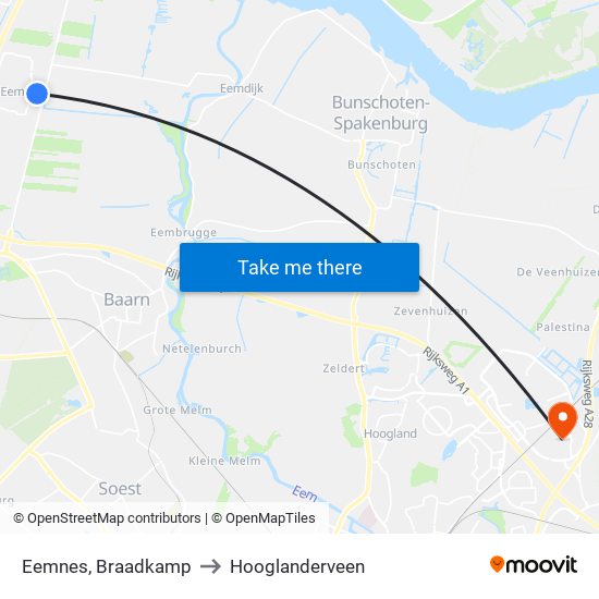 Eemnes, Braadkamp to Hooglanderveen map