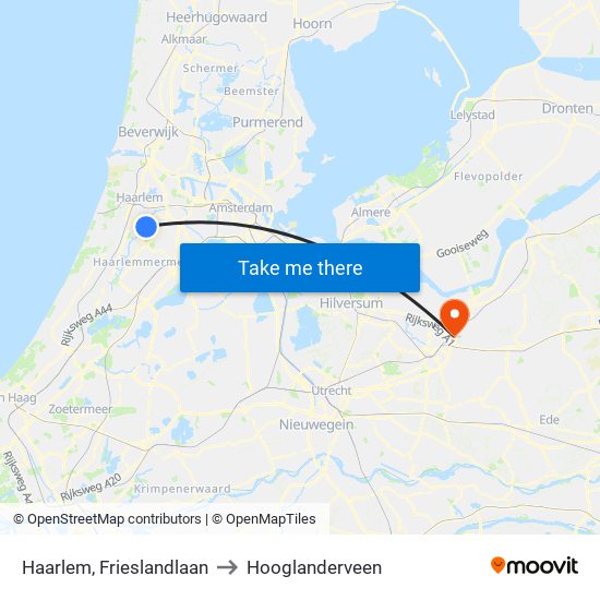 Haarlem, Frieslandlaan to Hooglanderveen map