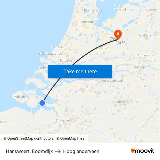 Hansweert, Boomdijk to Hooglanderveen map