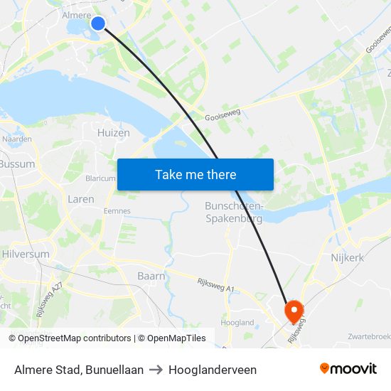 Almere Stad, Bunuellaan to Hooglanderveen map