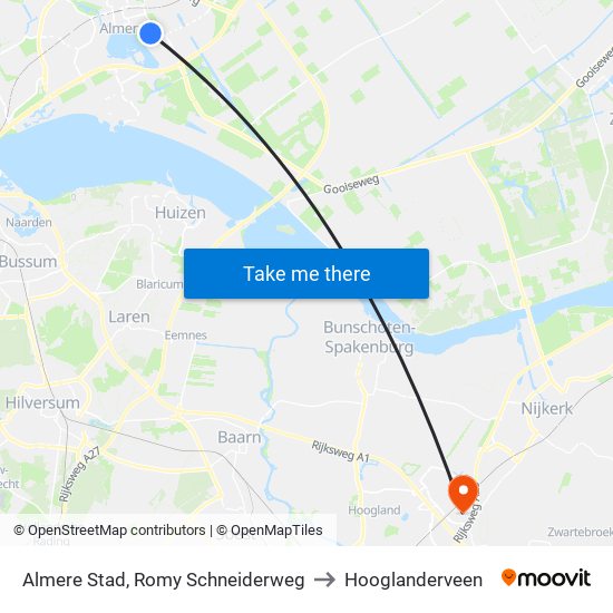 Almere Stad, Romy Schneiderweg to Hooglanderveen map