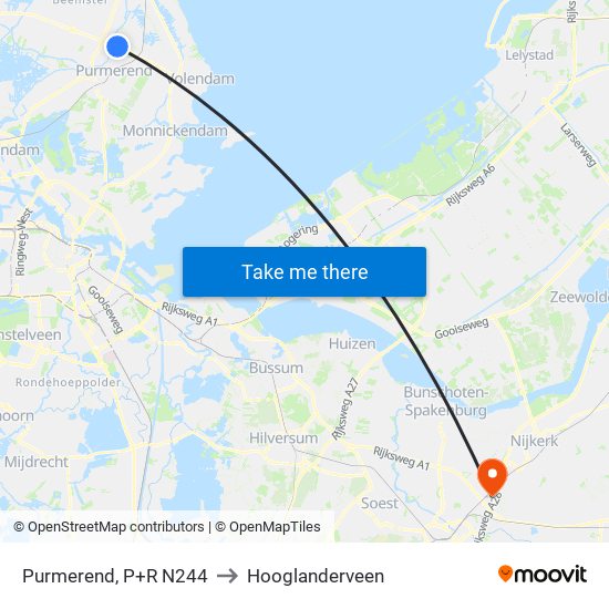 Purmerend, P+R N244 to Hooglanderveen map