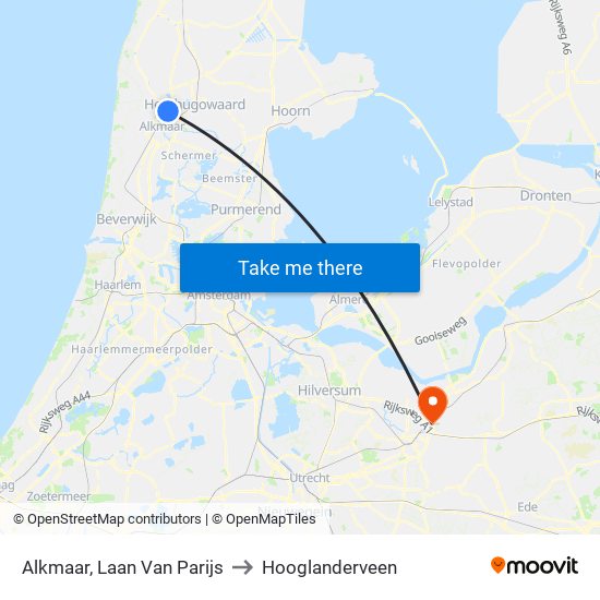 Alkmaar, Laan Van Parijs to Hooglanderveen map