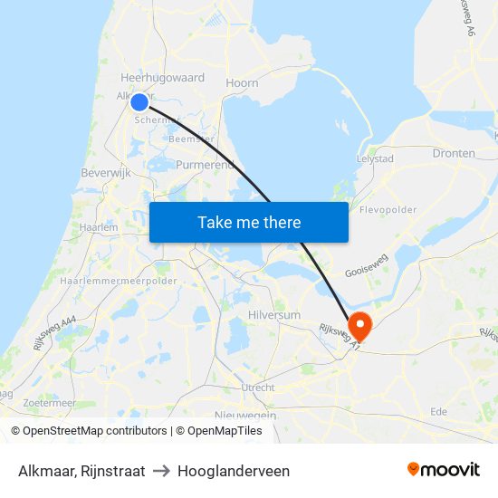 Alkmaar, Rijnstraat to Hooglanderveen map