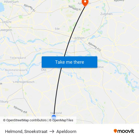 Helmond, Snoekstraat to Apeldoorn map