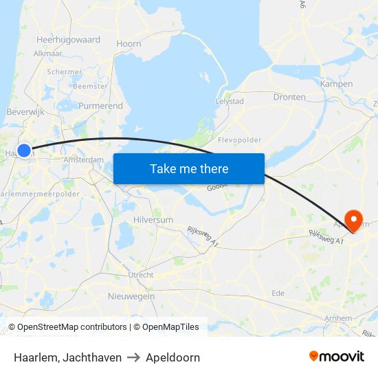 Haarlem, Jachthaven to Apeldoorn map