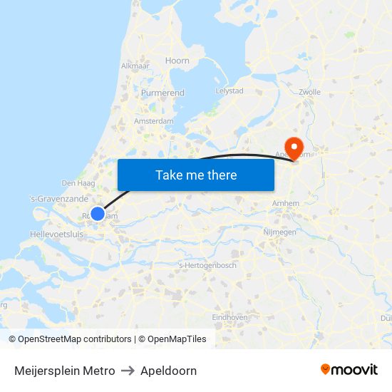 Meijersplein Metro to Apeldoorn map