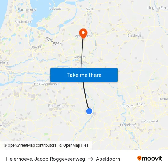 Heierhoeve, Jacob Roggeveenweg to Apeldoorn map