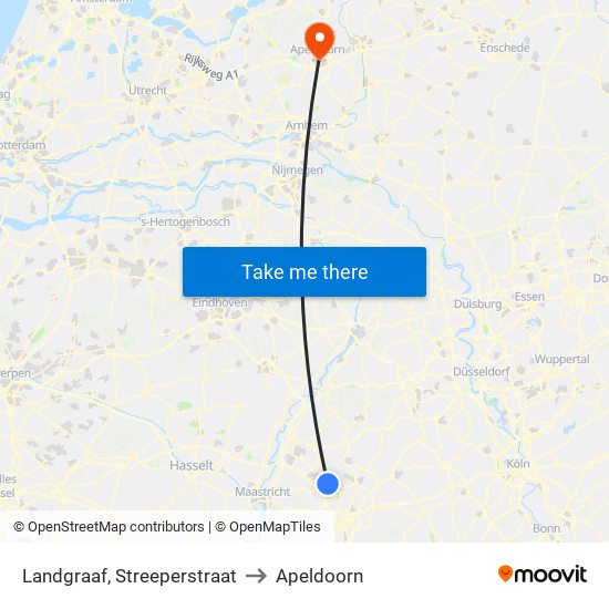 Landgraaf, Streeperstraat to Apeldoorn map