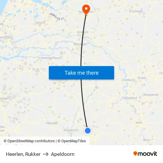 Heerlen, Rukker to Apeldoorn map