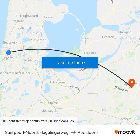 Santpoort-Noord, Hagelingerweg to Apeldoorn map