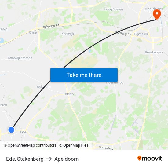 Ede, Stakenberg to Apeldoorn map