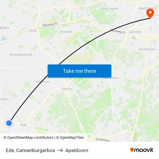 Ede, Cannenburgerbos to Apeldoorn map