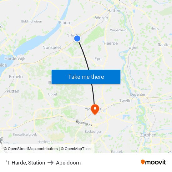 'T Harde, Station to Apeldoorn map