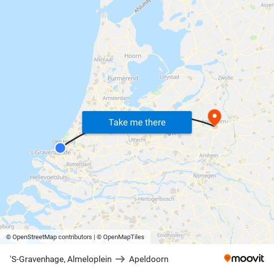 'S-Gravenhage, Almeloplein to Apeldoorn map