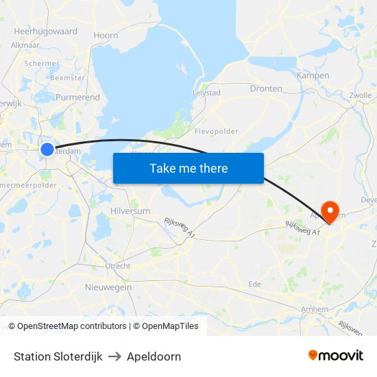 Station Sloterdijk to Apeldoorn map