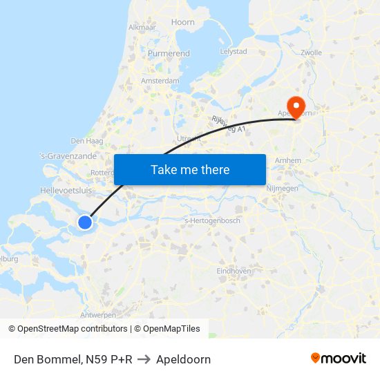 Den Bommel, N59 P+R to Apeldoorn map