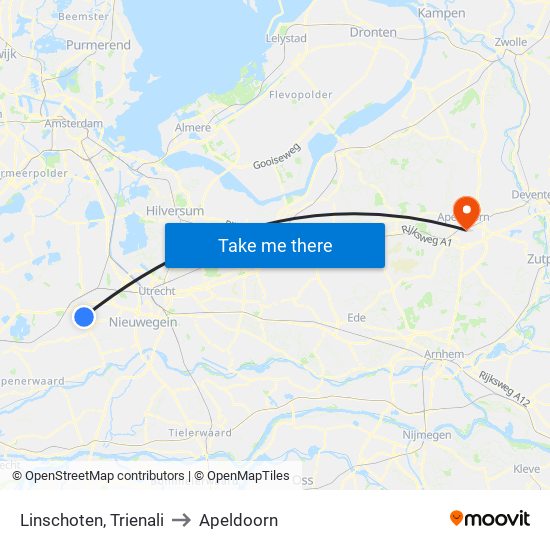 Linschoten, Trienali to Apeldoorn map