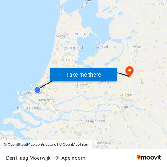 Den Haag Moerwijk to Apeldoorn map