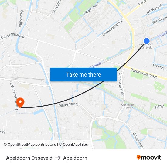 Apeldoorn Osseveld to Apeldoorn map