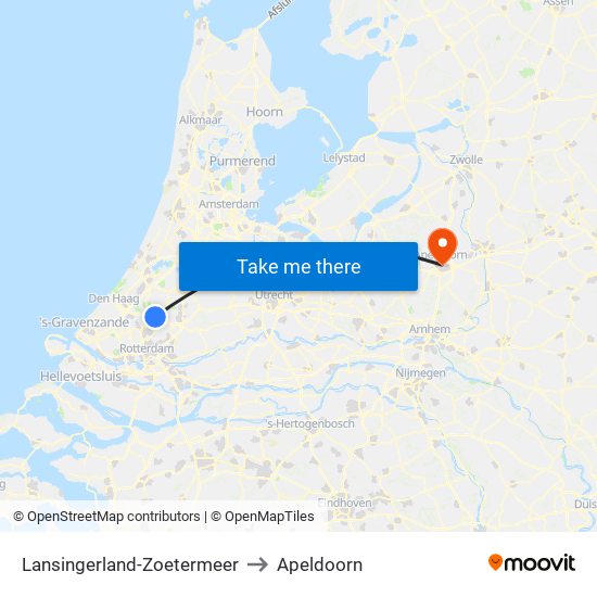 Lansingerland-Zoetermeer to Apeldoorn map