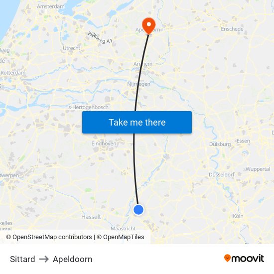 Sittard to Apeldoorn map