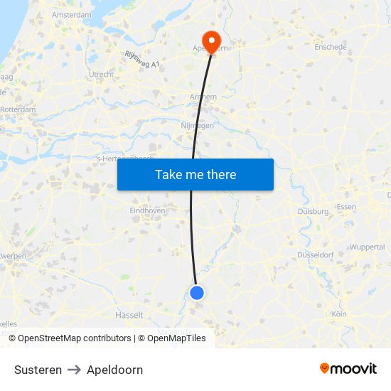 Susteren to Apeldoorn map