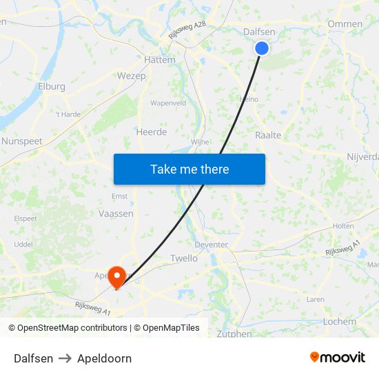 Dalfsen to Apeldoorn map