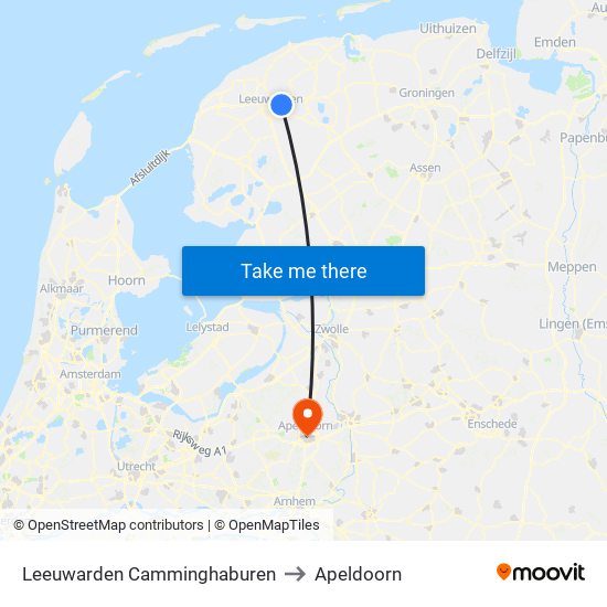 Leeuwarden Camminghaburen to Apeldoorn map