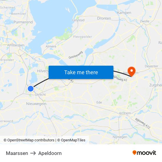 Maarssen to Apeldoorn map