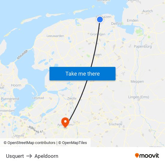 Usquert to Apeldoorn map