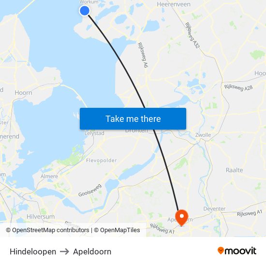 Hindeloopen to Apeldoorn map