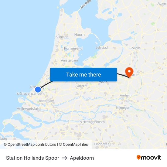 Station Hollands Spoor to Apeldoorn map