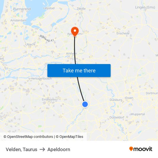 Velden, Taurus to Apeldoorn map