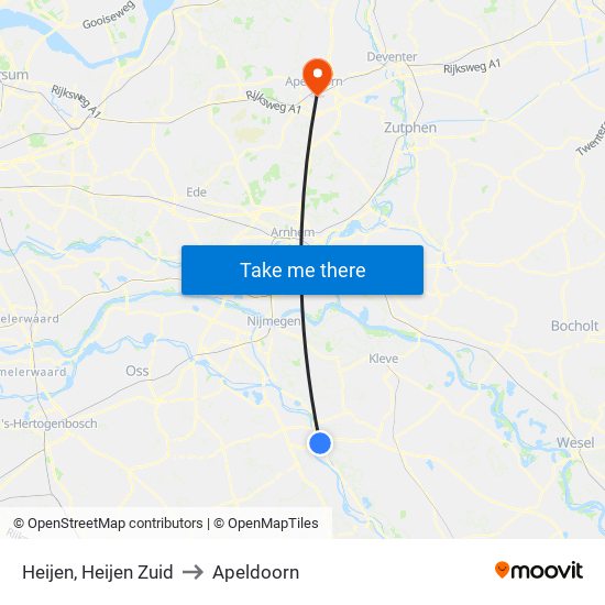 Heijen, Heijen Zuid to Apeldoorn map