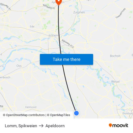 Lomm, Spikweien to Apeldoorn map