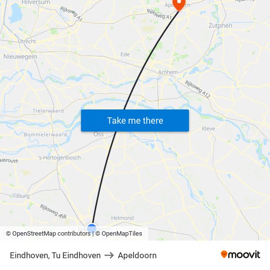 Eindhoven, Tu Eindhoven to Apeldoorn map